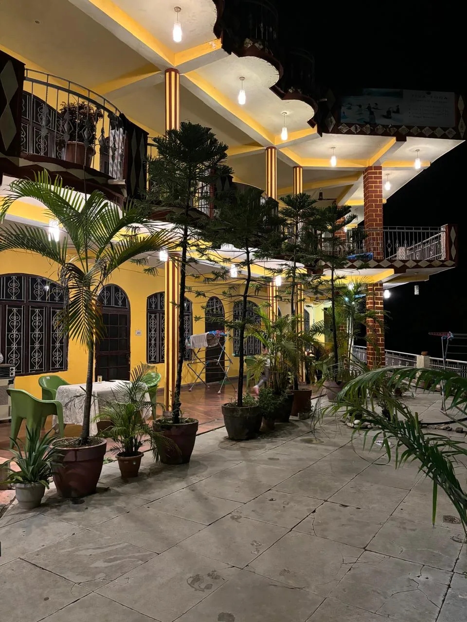 Open courtyard and common area at Samvedna accommodation